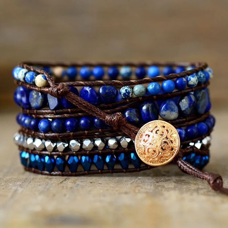 Lapis Lazuli Indigo Wrap Bracelet