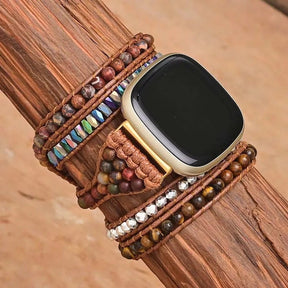 Boho multi wrap bracelet strap for Fitbit Versa 3 watch Tiger Eye