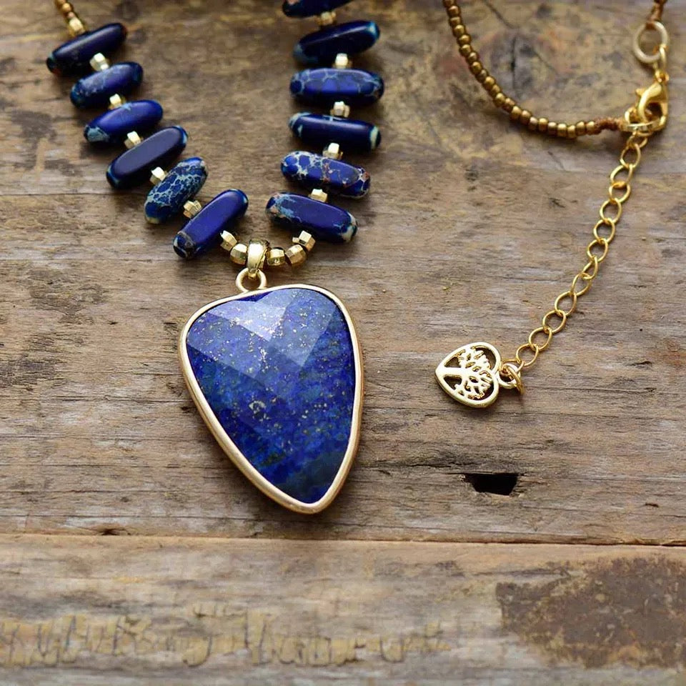 Lapis Lazuli Pendant Bohemian Necklace