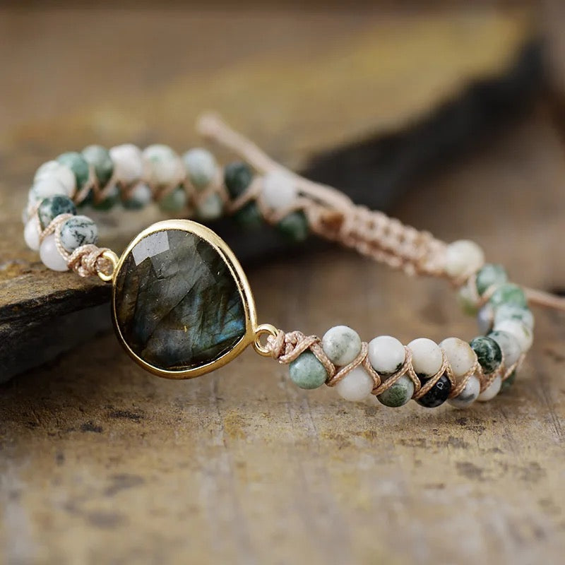 Boho Labradorite Onyx Hematite Bracelet