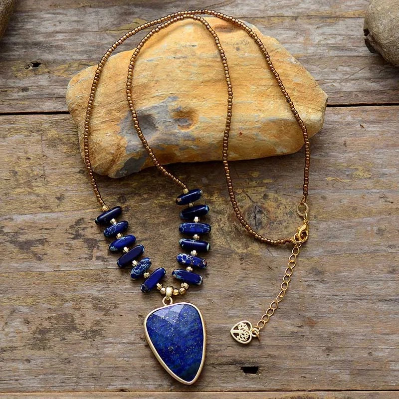 Lapis Lazuli Pendant Bohemian Necklace