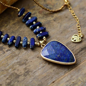 Lapis Lazuli Pendant Bohemian Necklace