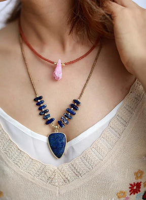 Lapis Lazuli Pendant Bohemian Necklace