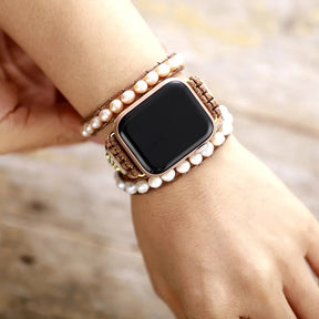 Elegant Freshwater Pearl Wrap Bracelet for Apple Watch