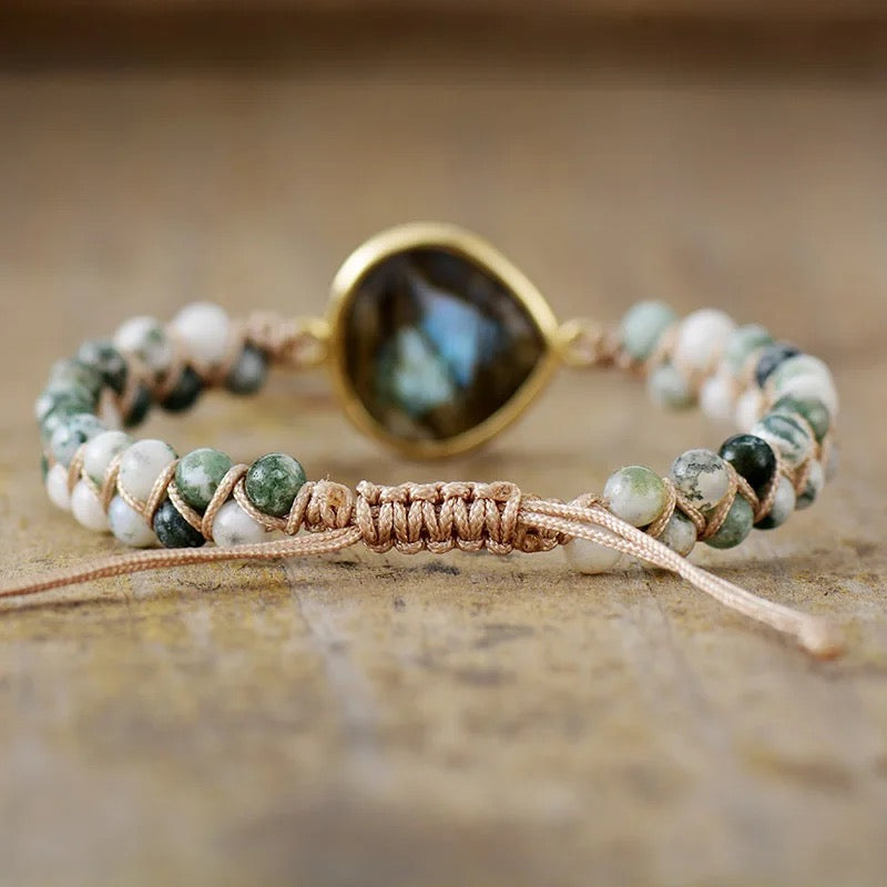 Boho Labradorite Onyx Hematite Bracelet